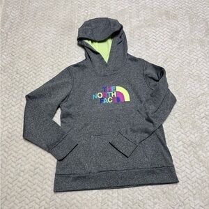 The North Face Gray Hoodie with Colorful Logo